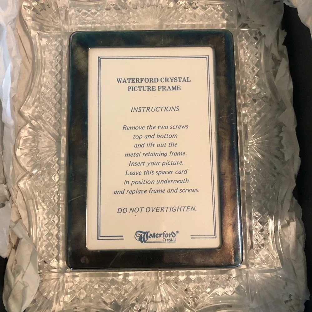 Waterford Victorian ornate lead crystal picture frame new old stock in box